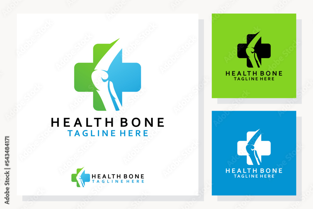 Knee Joint Bone logo vector illustration design with Health Plus Symbol for Bone or Orthopedic Clinic. Knee Joint Bone logo vector illustration design with Health Plus Symbol for Bone or Orthopedic Clinic.