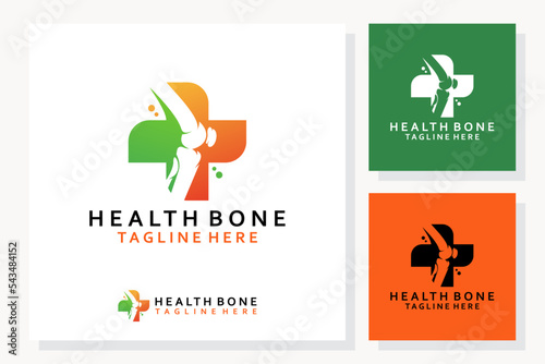 Knee Joint Bone logo vector illustration design with Health Plus Symbol for Bone or Orthopedic Clinic. Free Download Knee Joint Bone logo vector illustration design with Health Plus Symbol for Bone or Orthopedic Clinic. - GFXLoad