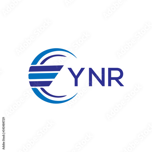 YNR letter logo. YNR blue image on white background. YNR vector logo design for entrepreneur and business. YNR best icon. photo