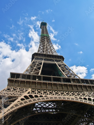 Eiffel Tower reaching to blue sky