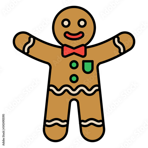 gingerbread man line filled icon photo