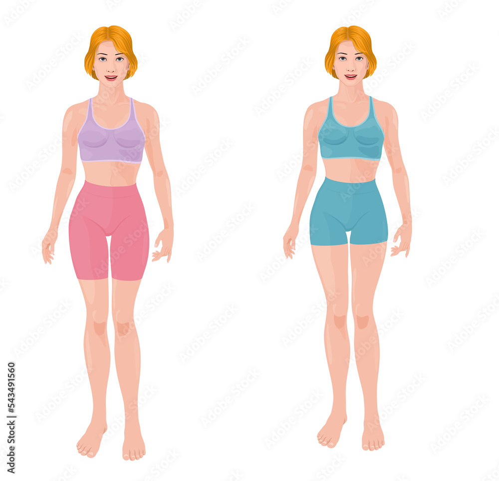 set Female full body underwear illustration front short pants set Female full body underwear illustration front short pants