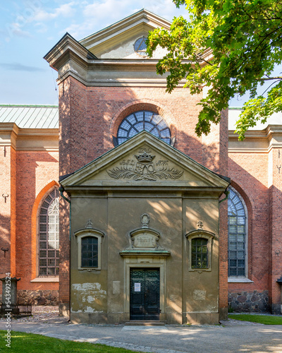 Entrance of Church of Saint Clare, Klara Church, Swedish: Klara kyrka, built in 1989, located on Klara Vastra Kyrkogata in the Klara area in lower Norrmalm, Stockholm, Sweden photo