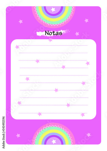 Notas Arcoiris, Block de notas, anotador, notas