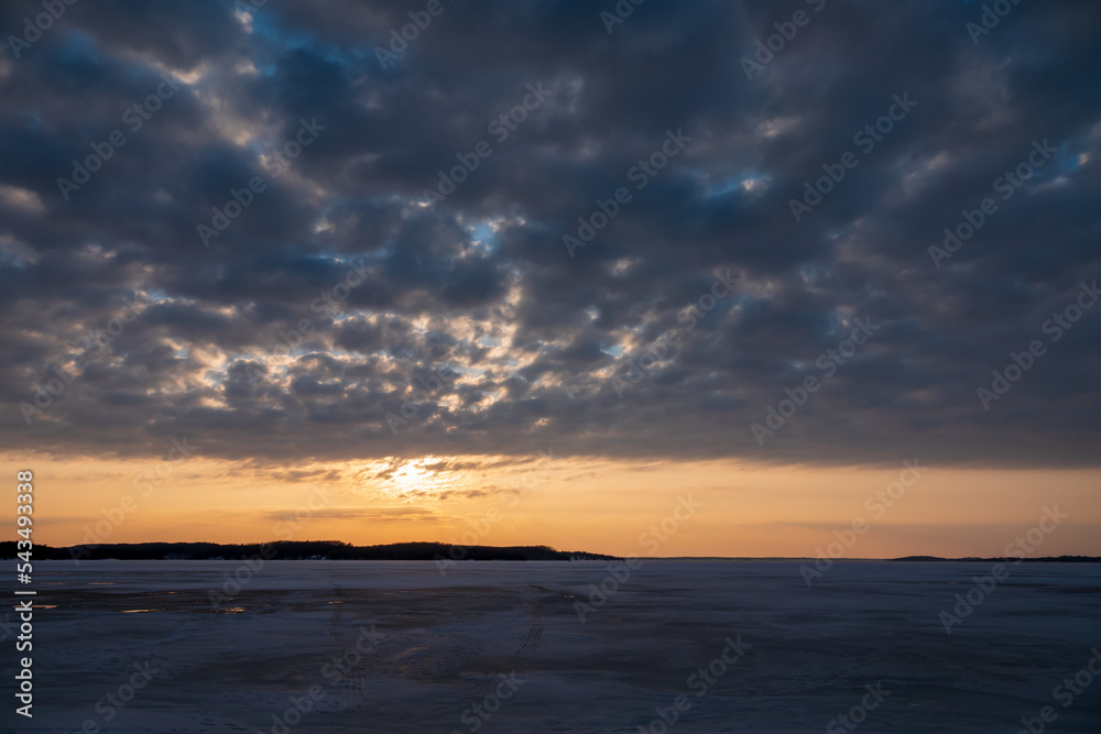 A Winter, Sunset View Over the Ice of Parry Sound