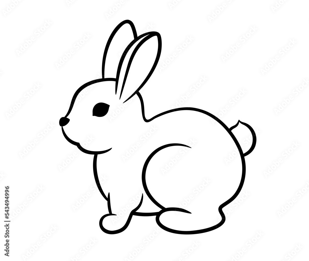 Cute rabbit sitting outline sketch. Line drawing minimalism style. Little bunny isolated on white background line art doodle. Adorable little hare baby. Year of the rabbit vector illustration. Cute rabbit sitting outline sketch. Line drawing minimalism style. Little bunny isolated on white background line art doodle. Adorable little hare baby. Year of the rabbit vector illustration.