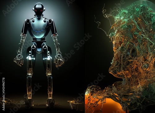 Robots. Futuristic interpretation Future 2025.Generation of robots. Virtual reality. Golden Collection.