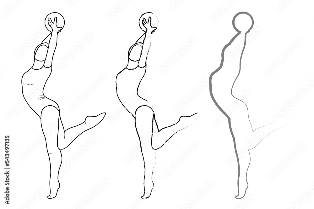 Female rhythmic gymnast line drawing acting as  Stock Illustration  78110813  PIXTA