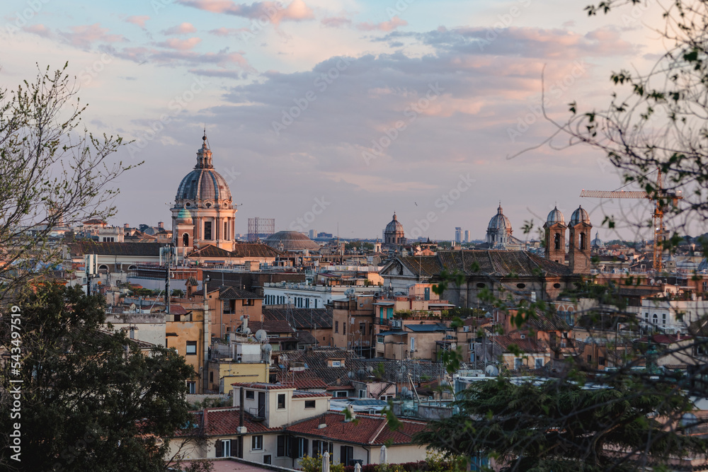 Panoramic view of Rome. Skyline of old Roma city