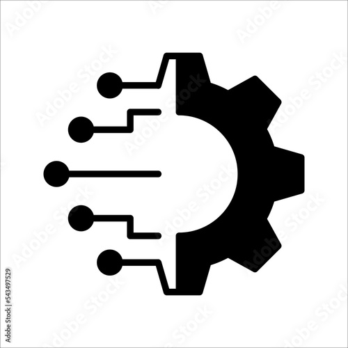 Digital technology gear concept icon. Vector illustration isolated on white background. EPS 10