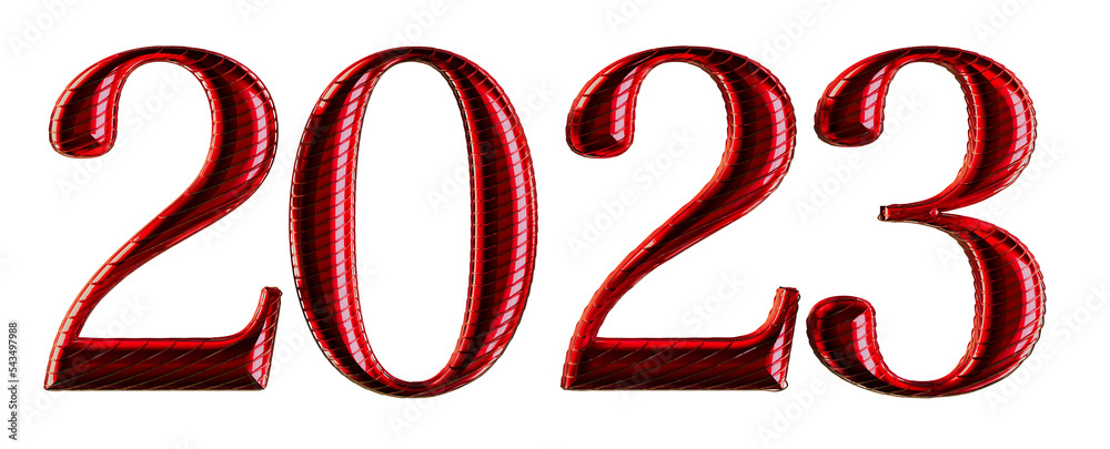 Gold number 2023 isolated on white background. 3d illustration Gold number 2023 isolated on white background. 3d illustration