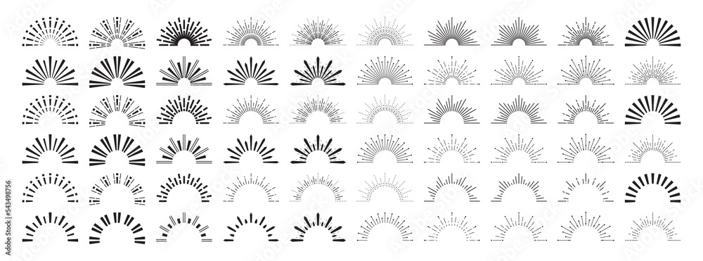 Fototapeta premium Set of Aesthetic Vintage Sunburst
