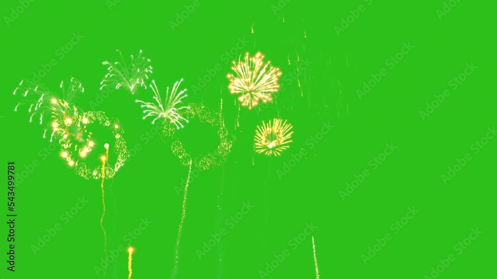Fireworks on Green Screen Background