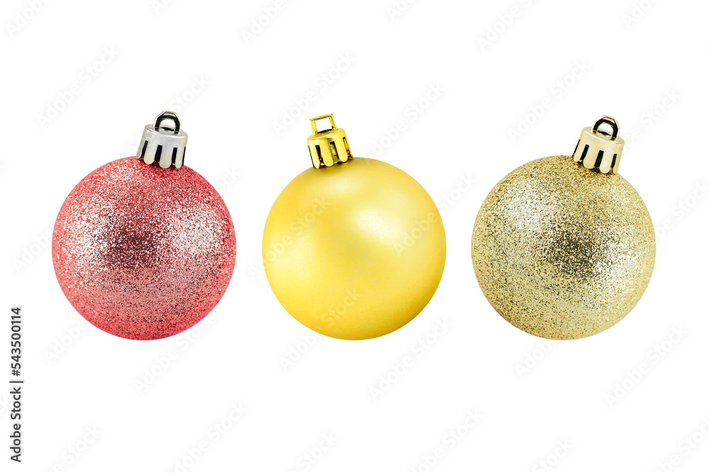 three colorful shiny christmas ball isolated on white background, luxury bauble ornament for christmas party decoration three colorful shiny christmas ball isolated on white background, luxury bauble ornament for christmas party decoration