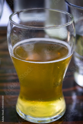 Beer glass at a brewery isolated close up