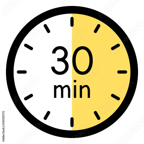 30 minutes,concept of time,timer illustration,vector.