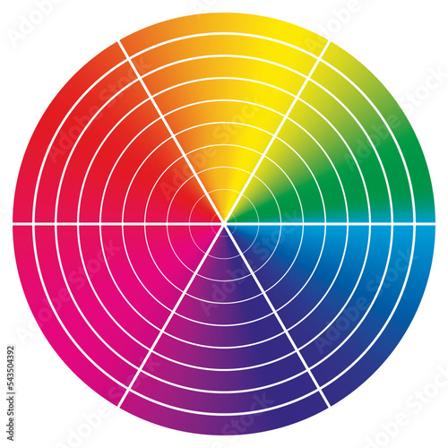 illustration d'une roue chromatique représenté ici dans un cercle avec différentes couleurs 