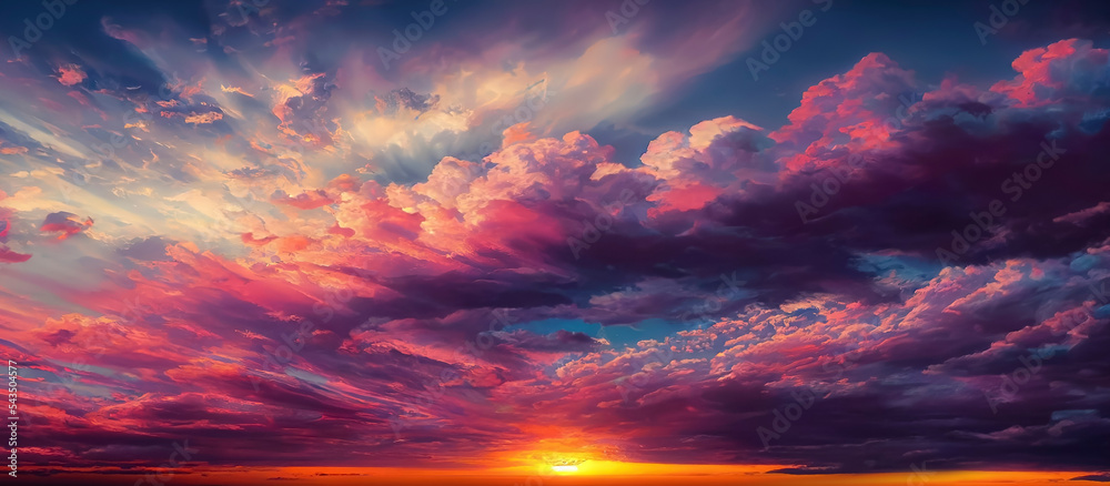 Beautiful sunset sky with pastel pink and purple colors, sunset whit ...