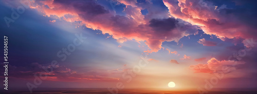 Leinwand Poster Beautiful sunset sky with pastel pink and purple colors, sunset whit clouds