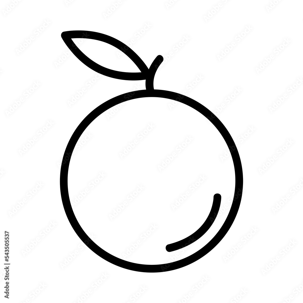 Orange line icon. Linear orange Icon. Icon for website and app. Flat design vector illustration of orange on white background