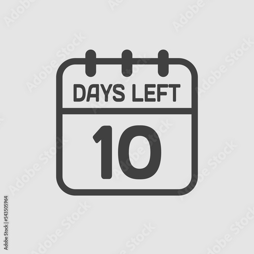 Countdown daily page calendar icon - 10 days left