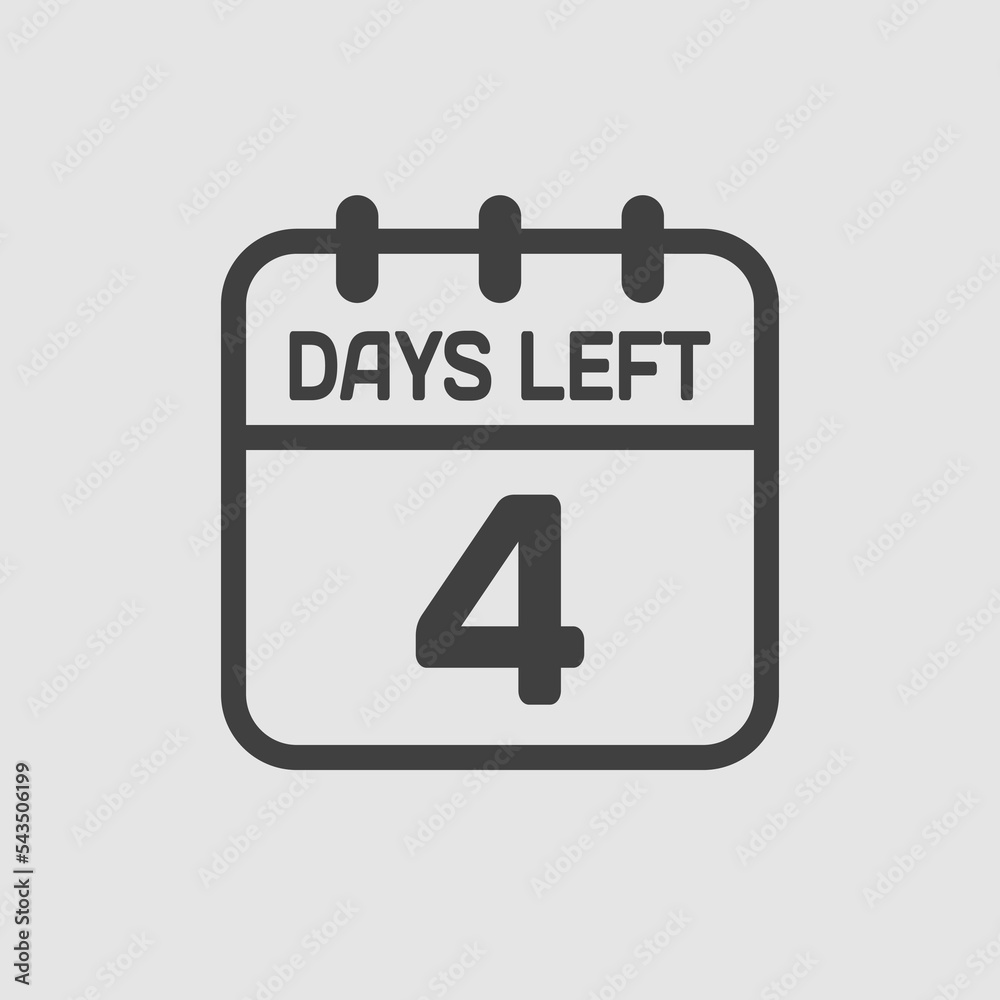 Countdown daily page calendar icon - 4 days left Countdown daily page calendar icon - 4 days left