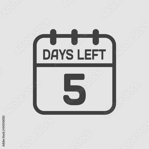 Countdown daily page calendar icon - 5 days left