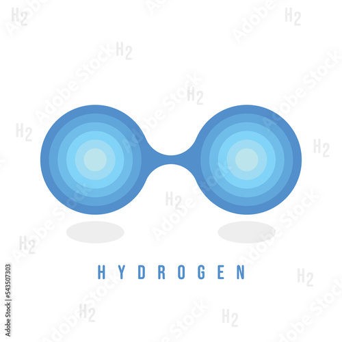 Hydrogen H2 Icon Concept. Renewable Eco Energy. Hydrogen Energy Powered by Renewable Electricity. Hydrogen H2 Vector Illustration. Chemistry model