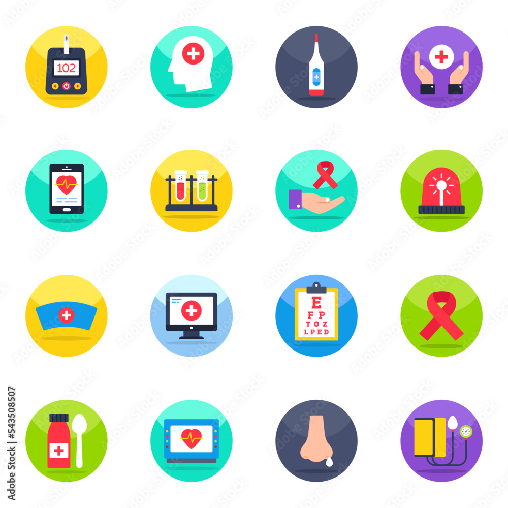 Pack of Medical and Healthcare Flat Icons

