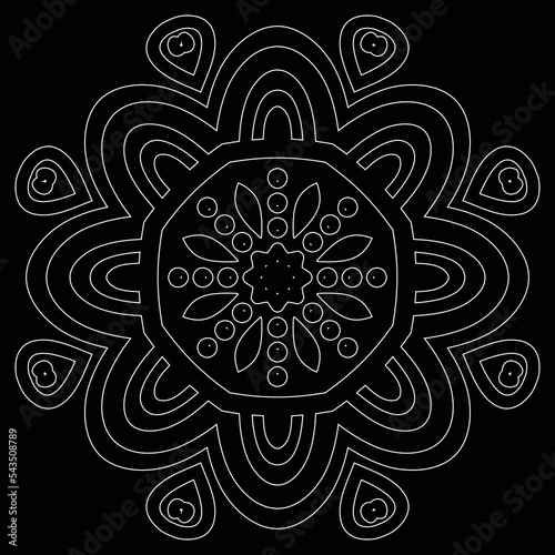 Circular pattern Elegant mandala design on black background