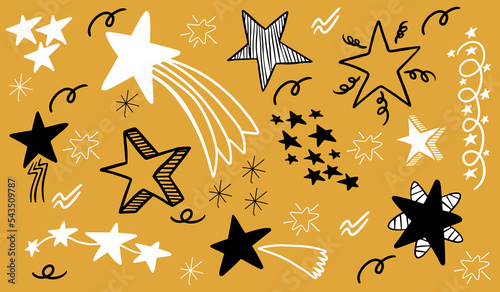 Various stars doodle collection vector design template