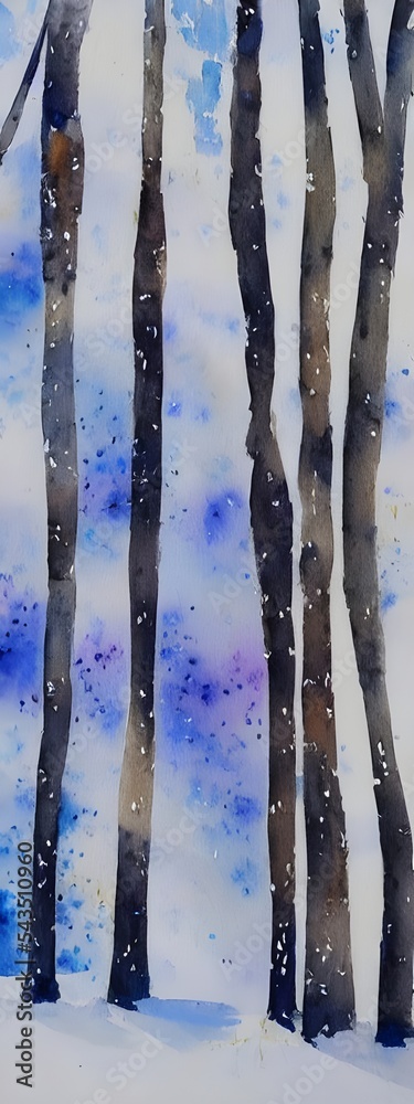 The winter forest is alive with color. A sea of blues, greens, and whites flow together in a dance of misty beauty. The eye is drawn deep into the painting, to a place where only peace and serenity