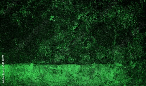 Old wall background in dark green tones, Close up of cracked old cement texture. Scratched walls or road material.