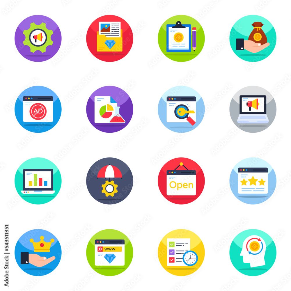 Pack of Publicity and Campaign Flat Icons 
