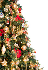 Decorated christmas tree in hero header format
