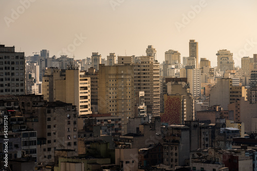 View of Sao Paulo City Buildings Until Horizon