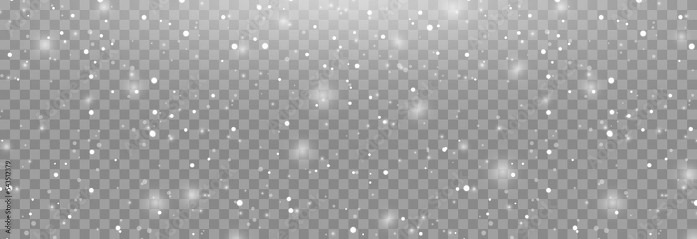 Vector magical snow. white snow png. Magic glow, light effect.New Year. Snow. Christmas background.