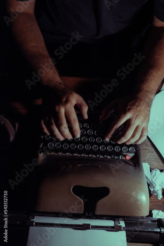 typing on a typewriter