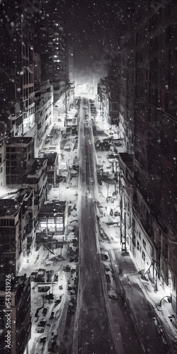 The cold air bites my face as I walk down the busy city street. The bright lights of the nearby buildings reflect off the fresh layer of snow on the ground. A gust of wind blows a few loose flakes int