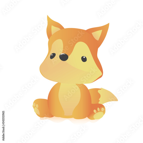 Cartoon fox in gradient colors. Vector illustration of cute animals.