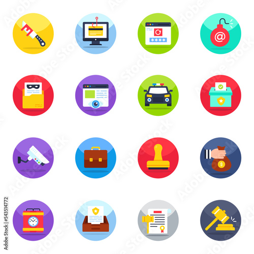 Pack of Crime and Justice Flat Icons 
