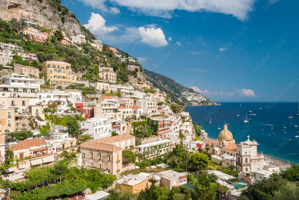 Panoramic view of Positano, small town in the Costiera Amalfitana, southern Italy