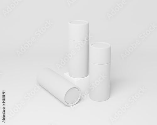 3D modeling mockup with white, green, black and rose gold color. Can use for food, tea, coffee or cosmetics packaging.