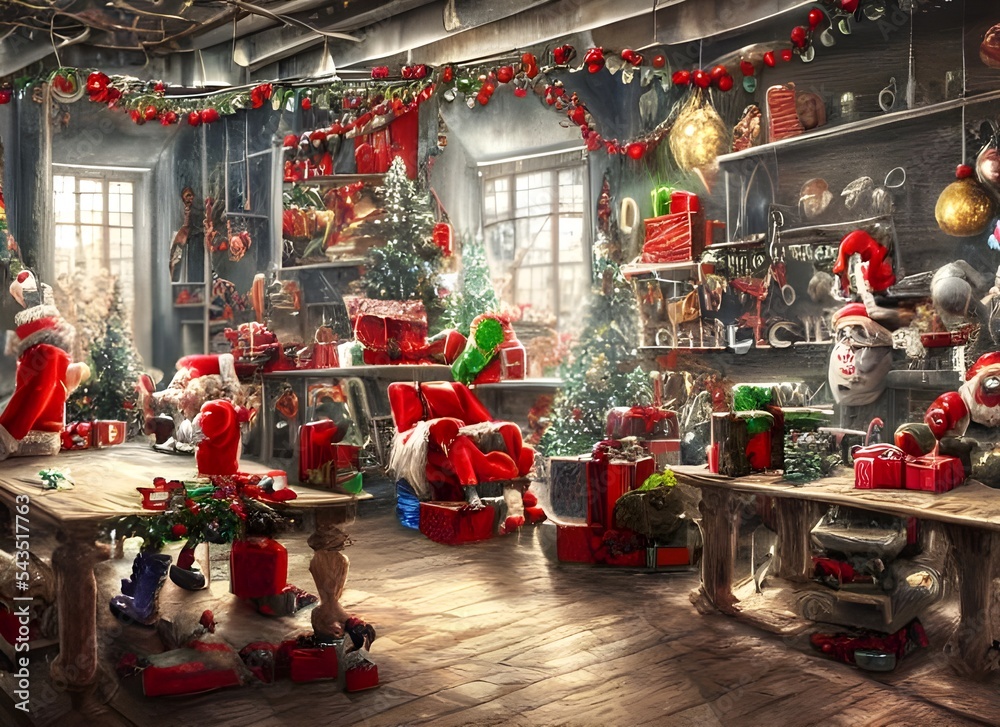 The Christmas toy factory is a busy place. filled with the hustle and bustle of elves working 