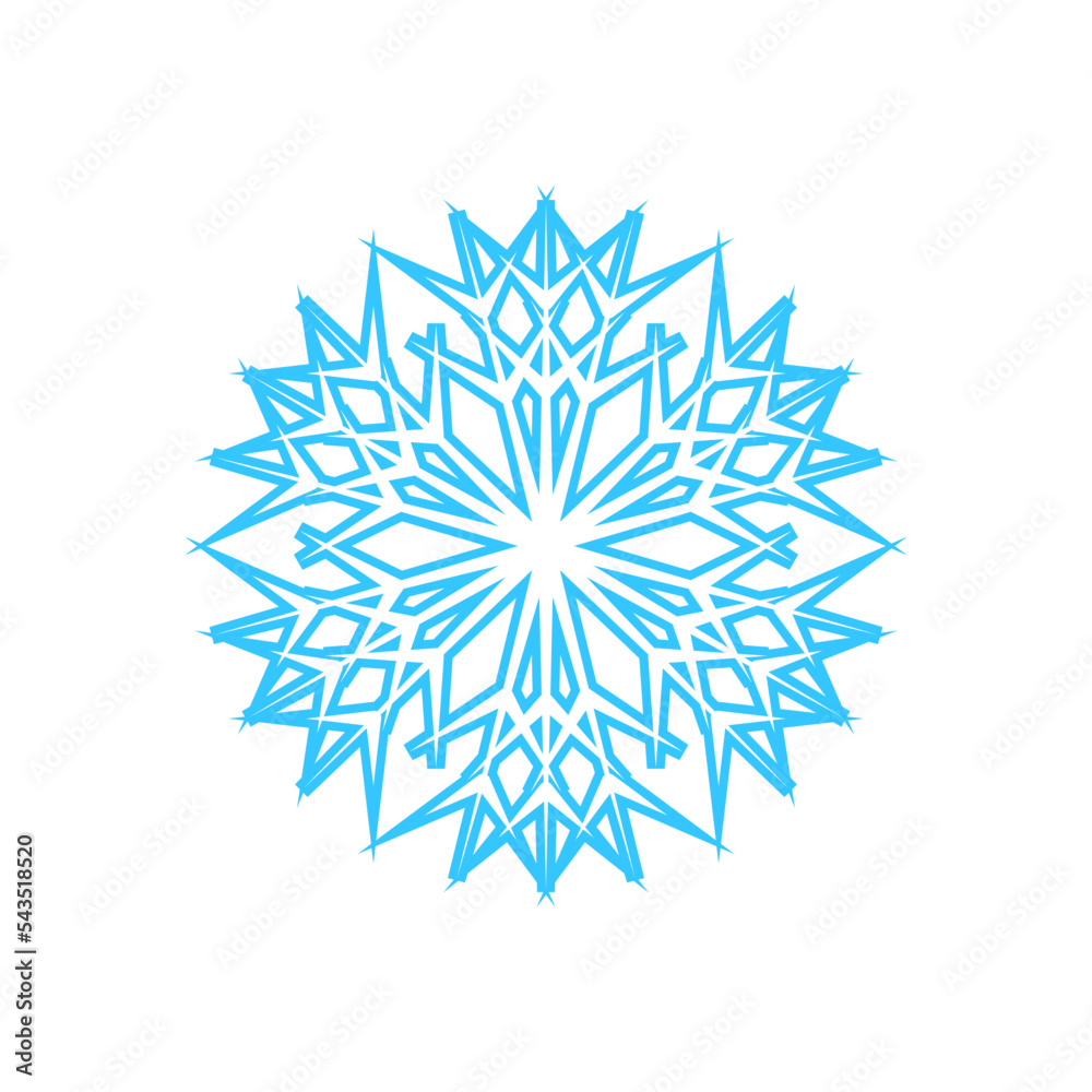 Simple snowflake made of blue lines. Festive decoration for New Year and Christmas, symbol of winter, element for design. Vector illustration Simple snowflake made of blue lines. Festive decoration for New Year and Christmas, symbol of winter, element for design. Vector illustration
