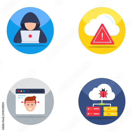 Pack of Cyber Protection Flat Icons 


