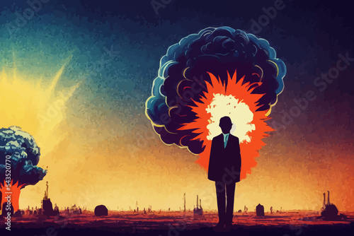 illustration Nuclear war concept. Explosion of bomb
