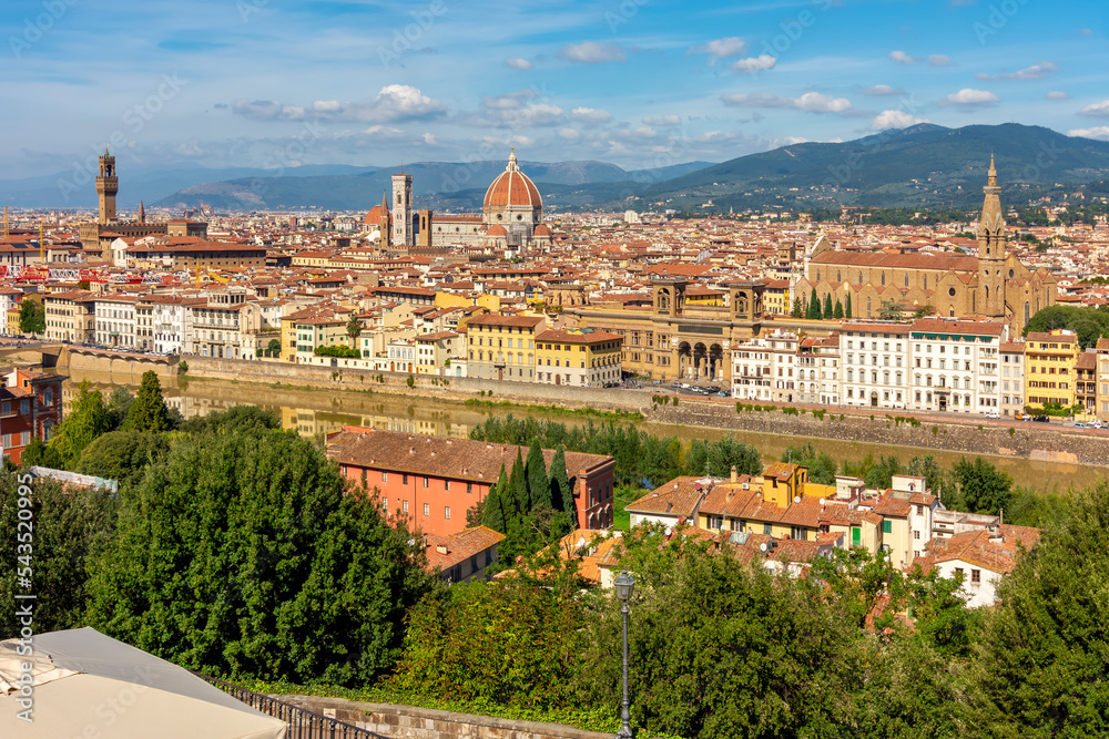 Florence cityscape with Duomo cathedral, Palazzo Vecchio and Basilica of Holy Cross, Italy (