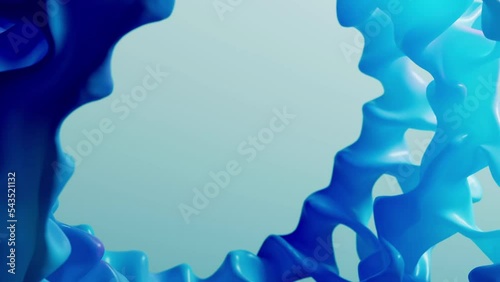 Abstract blue shape on the gradient background. Micro virus close-up. 3d rendering