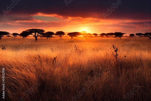  sunset in african savannah